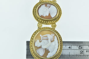 14K Victorian Hand Carved Cameo Romanesque Ladies Bracelet 7" Yellow Gold