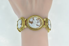 Load image into Gallery viewer, 14K Victorian Hand Carved Cameo Romanesque Ladies Bracelet 7" Yellow Gold