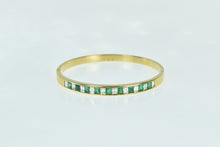 Load image into Gallery viewer, 18K 3.90 Ctw Emerald Diamond Vintage Oval Bangle Bracelet 6.75&quot; Yellow Gold