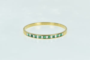 18K 3.90 Ctw Emerald Diamond Vintage Oval Bangle Bracelet 6.75" Yellow Gold