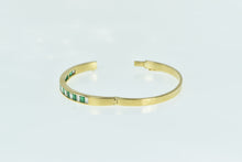 Load image into Gallery viewer, 18K 3.90 Ctw Emerald Diamond Vintage Oval Bangle Bracelet 6.75&quot; Yellow Gold