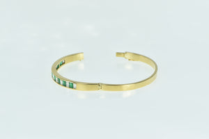 18K 3.90 Ctw Emerald Diamond Vintage Oval Bangle Bracelet 6.75" Yellow Gold