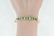 Load image into Gallery viewer, 18K 3.90 Ctw Emerald Diamond Vintage Oval Bangle Bracelet 6.75&quot; Yellow Gold