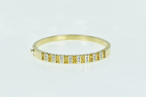 14K 5.50 Ctw Diamond Yellow Sapphire Oval Bangle Bracelet 6.75