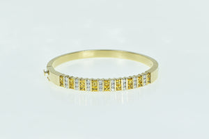 14K 5.50 Ctw Diamond Yellow Sapphire Oval Bangle Bracelet 6.75" Yellow Gold