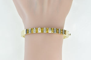 14K 5.50 Ctw Diamond Yellow Sapphire Oval Bangle Bracelet 6.75" Yellow Gold
