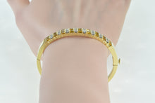 Load image into Gallery viewer, 14K 5.50 Ctw Diamond Yellow Sapphire Oval Bangle Bracelet 6.75&quot; Yellow Gold