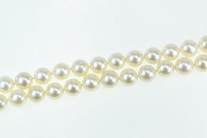 14K 9.0mm Pearl 0.90 Ctw Diamond Classic Strand Necklace 28" Yellow Gold