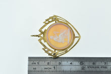 Load image into Gallery viewer, 14K Carved Seated Lady Agate Cameo Pendant/Pin Yellow Gold