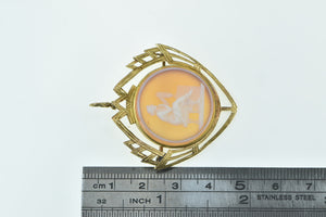 14K Carved Seated Lady Agate Cameo Pendant/Pin Yellow Gold