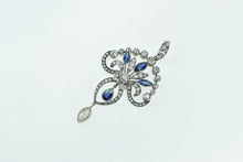 Load image into Gallery viewer, Platinum 3.29 Ctw Diamond Sapphire Art Deco Drop Pin/Brooch