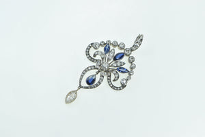 Platinum 3.29 Ctw Diamond Sapphire Art Deco Drop Pin/Brooch