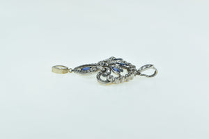 Platinum 3.29 Ctw Diamond Sapphire Art Deco Drop Pin/Brooch