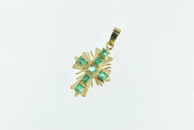 Load image into Gallery viewer, 18K 1.00 Ctw Victorian Natural Emerald Cross Pendant Yellow Gold