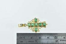 Load image into Gallery viewer, 18K 1.00 Ctw Victorian Natural Emerald Cross Pendant Yellow Gold