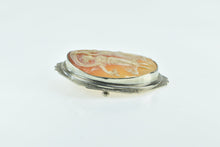 Load image into Gallery viewer, 14K Victorian Carved Dancing Muses Cameo Ornate Pin/Brooch White Gold