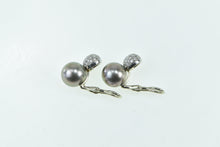 Load image into Gallery viewer, 18K Spark 10mm Tahitian Pearl Diamond Clip Back Earrings White Gold