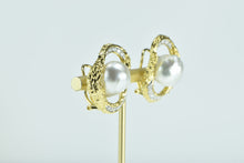 Load image into Gallery viewer, 18K Ornate Pearl Diamond Loop French Chip Earrings White Gold