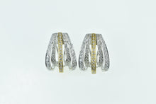 Load image into Gallery viewer, 18K 1.00 Ctw Diamond French Clip Layered Hoop Earrings White Gold