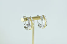 Load image into Gallery viewer, 18K 1.00 Ctw Diamond French Clip Layered Hoop Earrings White Gold