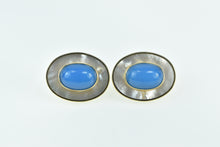 Load image into Gallery viewer, 18K Peter Brams Design Mother of Pearl Turquoise Earrings Yellow Gold