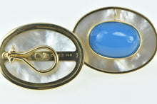 Load image into Gallery viewer, 18K Peter Brams Design Mother of Pearl Turquoise Earrings Yellow Gold