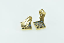 Load image into Gallery viewer, 18K Square Diamond Sapphire Statement Clip Earrings Yellow Gold