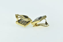 Load image into Gallery viewer, 18K Square Diamond Sapphire Statement Clip Earrings Yellow Gold