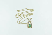 Load image into Gallery viewer, 14K Oval Emerald Diamond X Criss Cross Chain Necklace 16&quot; Yellow Gold