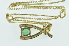 Load image into Gallery viewer, 14K Oval Emerald Diamond X Criss Cross Chain Necklace 16&quot; Yellow Gold