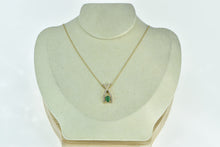 Load image into Gallery viewer, 14K Oval Emerald Diamond X Criss Cross Chain Necklace 16&quot; Yellow Gold