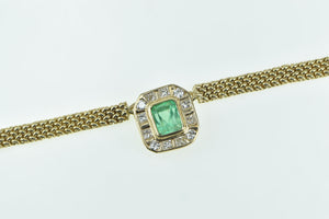 14K 3.79 Ctw Emerald Diamond Halo Panther Chain Necklace 16.25" Yellow Gold