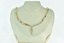 Load image into Gallery viewer, 14K 0.78 Ctw Diamond Vintage Drop Curved Chain Necklace 16.75&quot; Yellow Gold