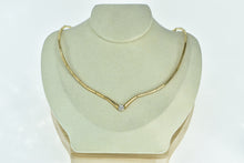 Load image into Gallery viewer, 14K 0.36 Ct Diamond Vintage Chevron Collar Bar Necklace 17&quot; Yellow Gold