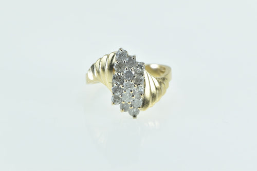 14K 0.90 Ctw Diamond Vintage Cluster Bypass Ring Yellow Gold