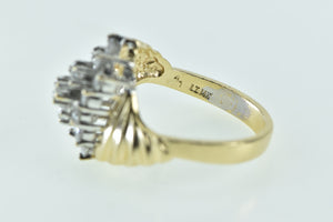 14K 0.90 Ctw Diamond Vintage Cluster Bypass Ring Yellow Gold
