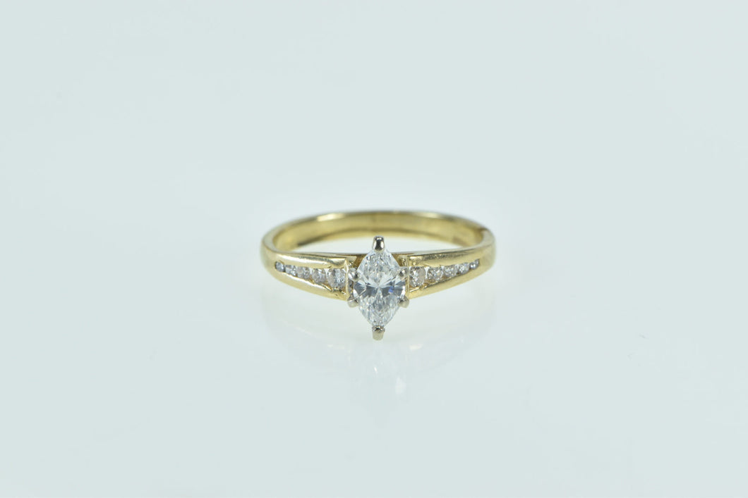 14K 0.33 Ctw Marquise Diamond Engagement Ring Yellow Gold