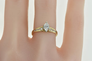 14K 0.33 Ctw Marquise Diamond Engagement Ring Yellow Gold