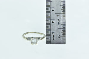 14K 0.44 Ctw Emerald Cut Baguette Engagement Ring White Gold