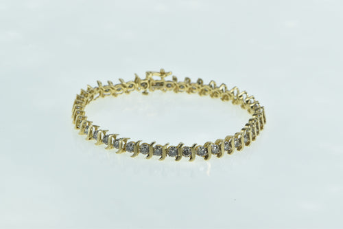 14K 3.28 Ctw Diamond Classic Wavy Link Tennis Bracelet 7.5
