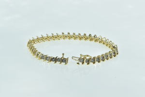 14K 3.28 Ctw Diamond Classic Wavy Link Tennis Bracelet 7.5" Yellow Gold