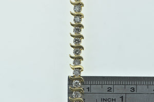 14K 3.28 Ctw Diamond Classic Wavy Link Tennis Bracelet 7.5" Yellow Gold