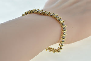 14K 3.28 Ctw Diamond Classic Wavy Link Tennis Bracelet 7.5" Yellow Gold
