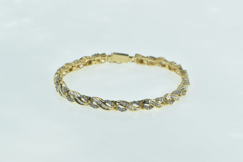 14K 2.80 Ctw Diamond Wavy Loop Twist Link Tennis Bracelet 7.5