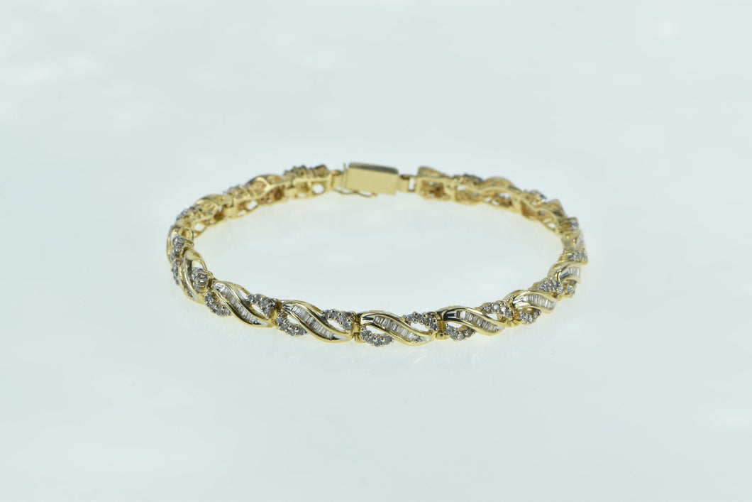 14K 2.80 Ctw Diamond Wavy Loop Twist Link Tennis Bracelet 7.5