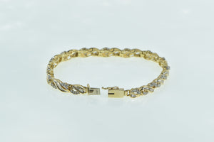 14K 2.80 Ctw Diamond Wavy Loop Twist Link Tennis Bracelet 7.5" Yellow Gold
