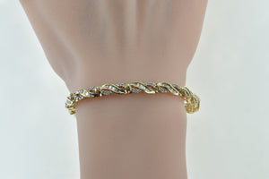 14K 2.80 Ctw Diamond Wavy Loop Twist Link Tennis Bracelet 7.5" Yellow Gold