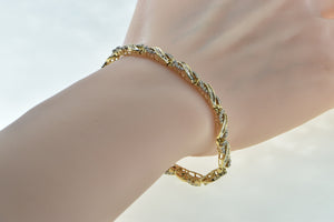 14K 2.80 Ctw Diamond Wavy Loop Twist Link Tennis Bracelet 7.5" Yellow Gold