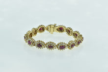 Load image into Gallery viewer, 14K 9.90 Ctw Pear Ruby Diamond Halo Tennis Bracelet 7&quot; Yellow Gold