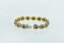 Load image into Gallery viewer, 14K 9.90 Ctw Pear Ruby Diamond Halo Tennis Bracelet 7&quot; Yellow Gold